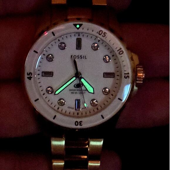 Fossil ES5350 Blue Dive Women’s White Dial Gold Tone Stainless Steel 36mm Watch main image 9